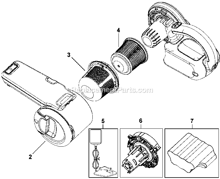 Black and Decker PHV1811CKQ (Type 1) 18v Li Pivot Hand Vacuum Power Tool Page A Diagram